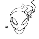 alien smoking weed tattoo design idea