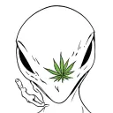 alien smoking weed tattoo design idea