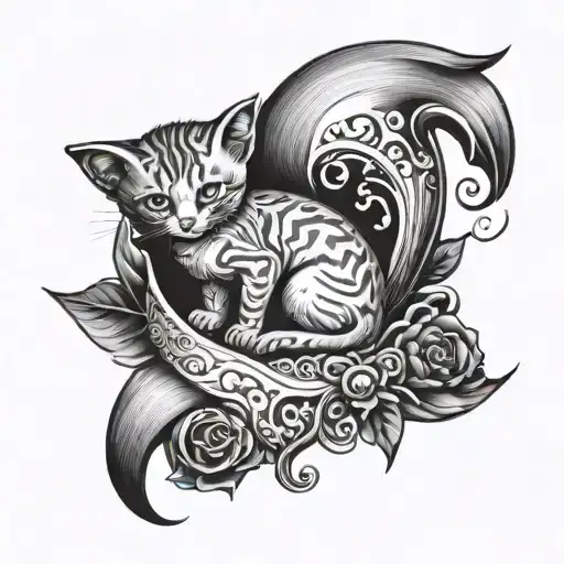 uterus with kitten inside tattoo design idea