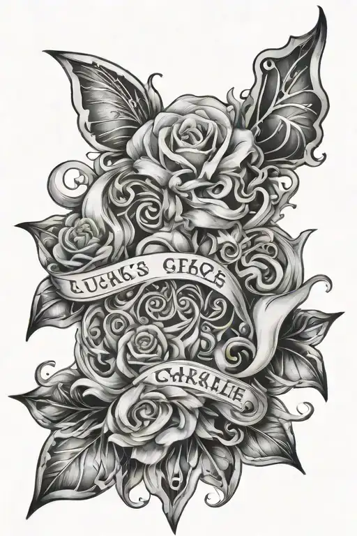 Lucas and Charlie names incorporated into the design tattoo design idea