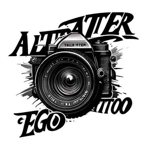 "Alter Ego" Bike and Camera lens tattoo design idea
