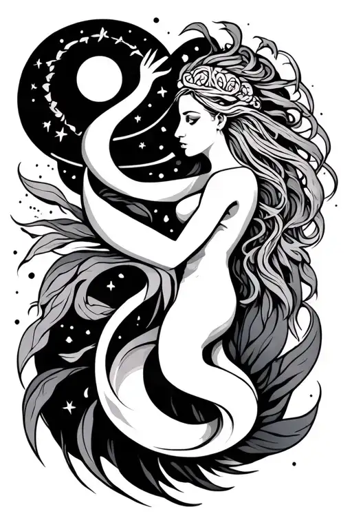 aquarius and gemini zodiac sign incorporated tattoo design idea