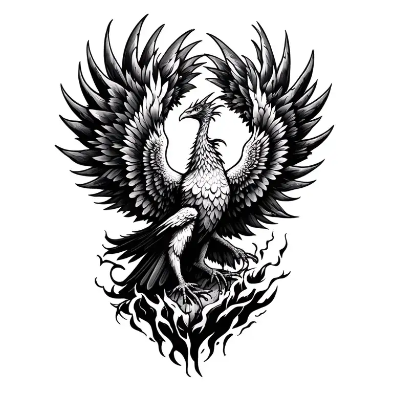 phoenix rising from the ashes tattoo design idea