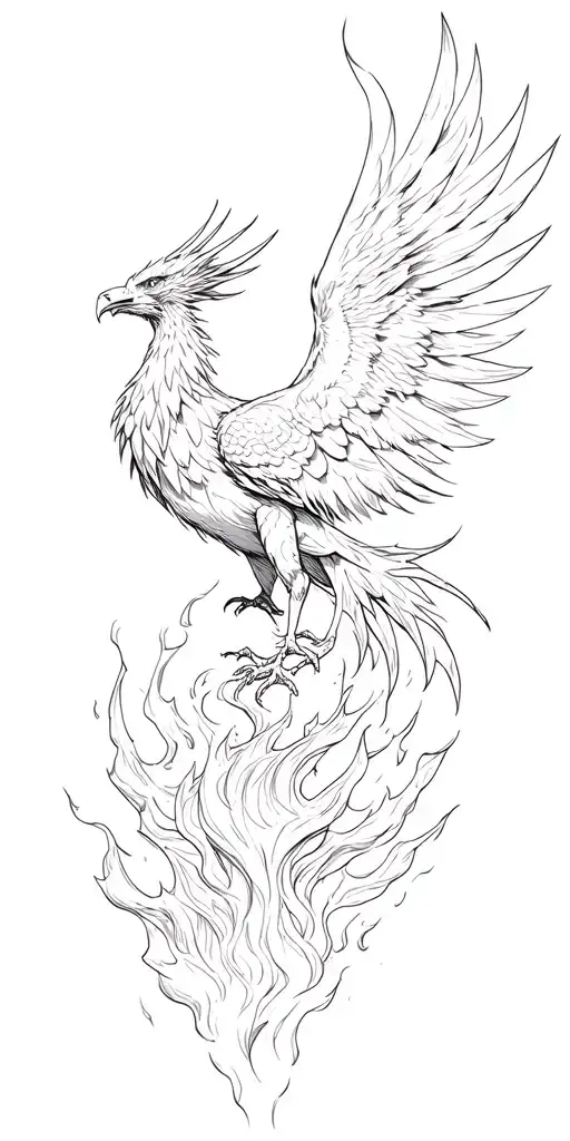 Phoenix rising from ashes tattoo design idea