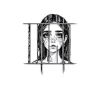 sad girl behind bars tattoo design idea