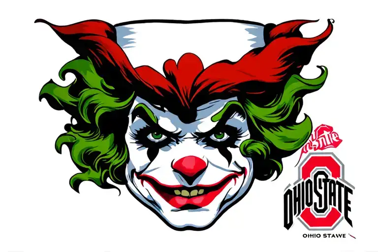 joker smiley face with ohio state buckeye tattoo design idea