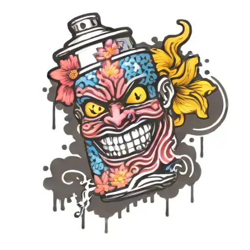 spray can with face tattoo design idea