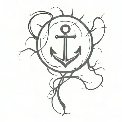 minimalistic anchor, brain with roots, heart with cracks, cursive memento vivere  tattoo design idea