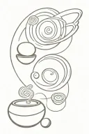 gong, singing bowl and sound spiral tattoo design idea