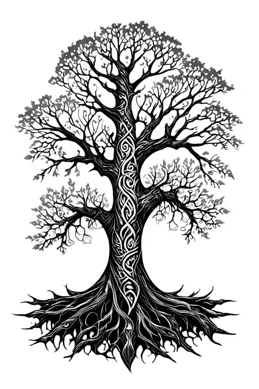Tree of Life viking inspired sleeve tattoo design idea