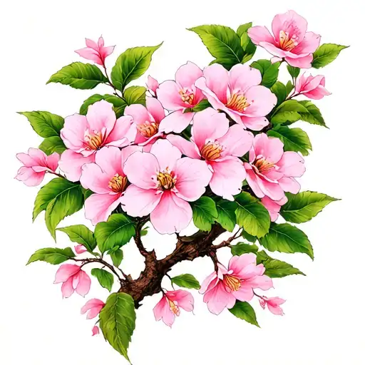 pink dogwood tree tattoo design idea