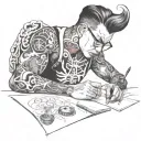 student studying tattoo design idea