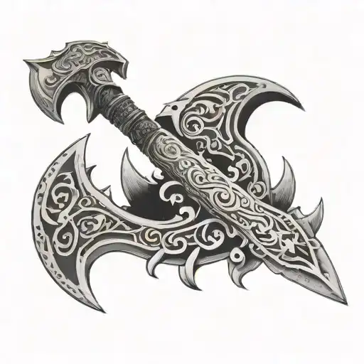 god of war leviathan axe and chaos blades tattoo design idea