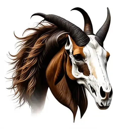 goat skull & horse head tattoo design idea