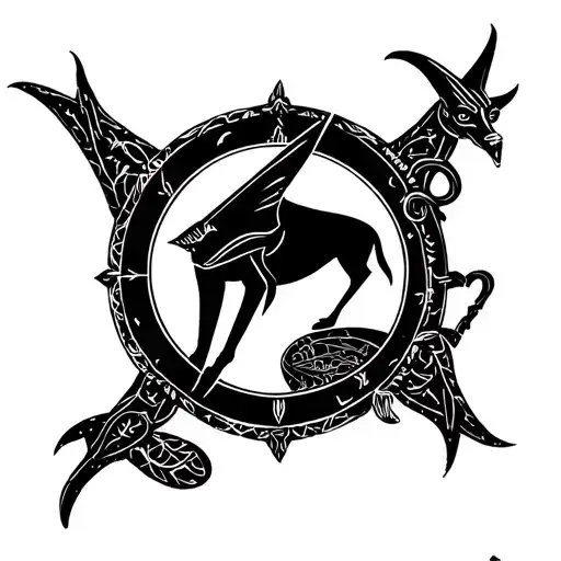 Anubis round logo tattoo design idea