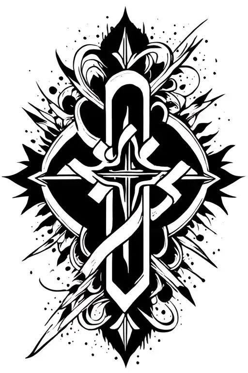 mens cross tattoo with heartbeat line tattoo as the top tattoo design idea