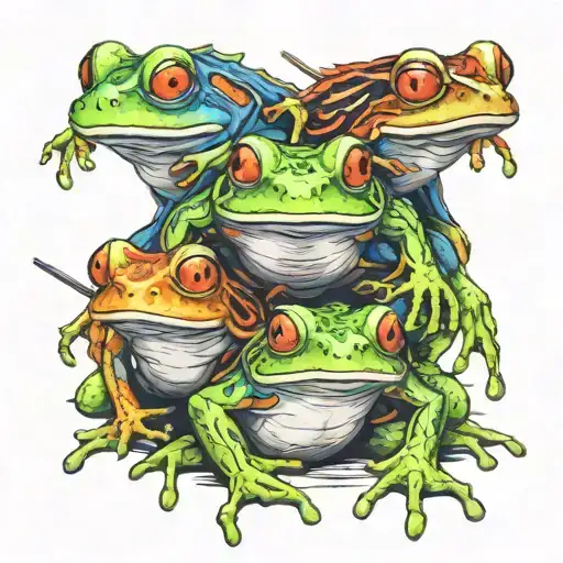 three ninja frogs tattoo design idea