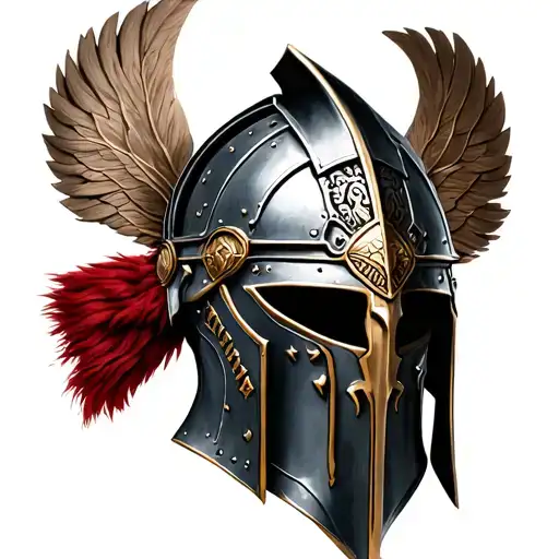 front roman gladiator helmet tattoo design idea