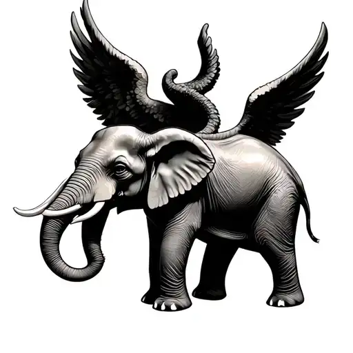 Elephant With Angel Wings tattoo design idea