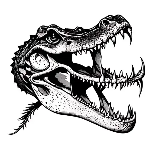 alligator skull open mouthed facing forward tattoo design idea