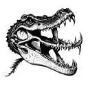 alligator skull open mouthed facing forward tattoo design idea