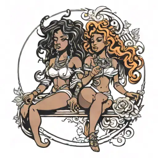 black women good and bad bohemian gemini tattoo tattoo design idea
