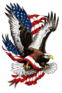 bald eagle and american flag morphing tattoo design idea