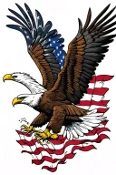 bald eagle and american flag morphing tattoo design idea