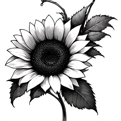invisible string and sunflower tattoo design idea