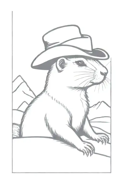 prairie dog wearing a cowboy hat tattoo design idea
