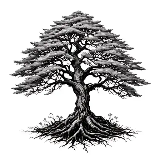 tree with dna-strand trunk symbolizing life tattoo design idea