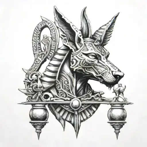 anubis holding the balance tattoo design idea