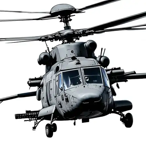 chinook helicopter with mini guns  tattoo design idea