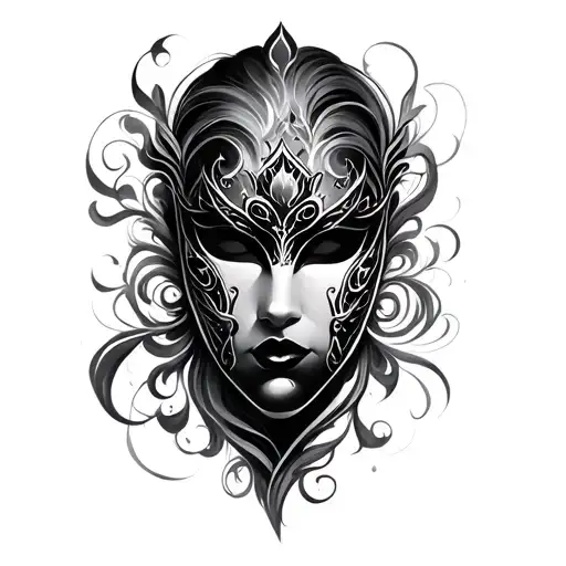 masquerade magic swirling tattoo design idea
