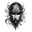 masquerade magic swirling tattoo design idea