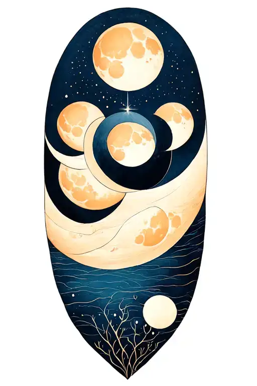 Realism "A Minimalist Tattoo Of moon phases incorporated tattoo design idea