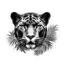 panther head jungle background tattoo design idea