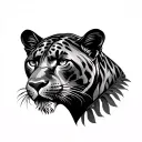 panther head jungle background tattoo design idea