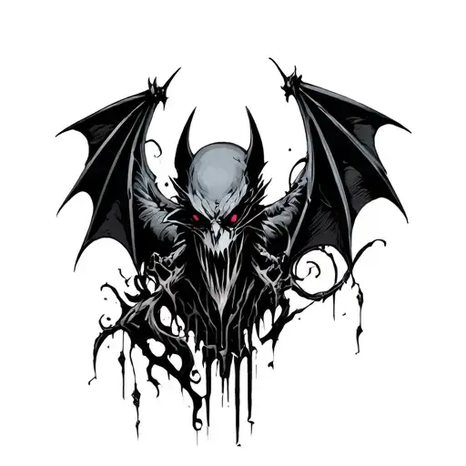 gothic bat cyber sigilism tattoo design idea