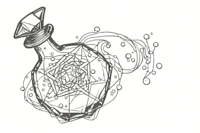 potion bottle with crystals growing tattoo design idea