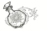 potion bottle with crystals growing tattoo design idea