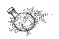 potion bottle with crystals growing tattoo design idea