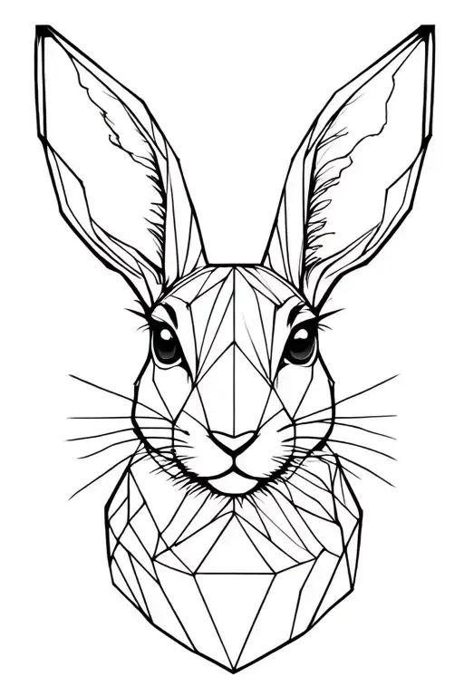 hare polygon running tattoo design idea