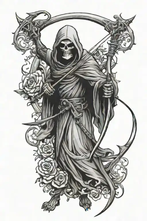grim reaper with bow and arrow  tattoo design idea