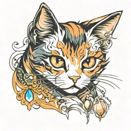 Calico cat tattoo design idea