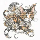 Calico cat tattoo design idea