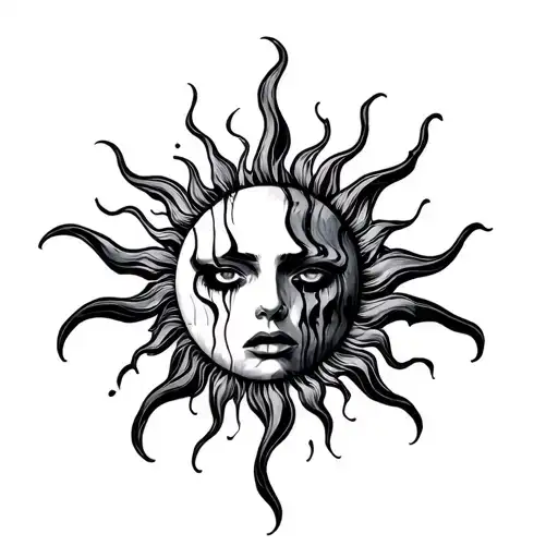 Crying Sun tattoo design idea