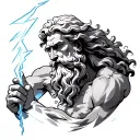 Zeus holding a lightning bolt tattoo design idea