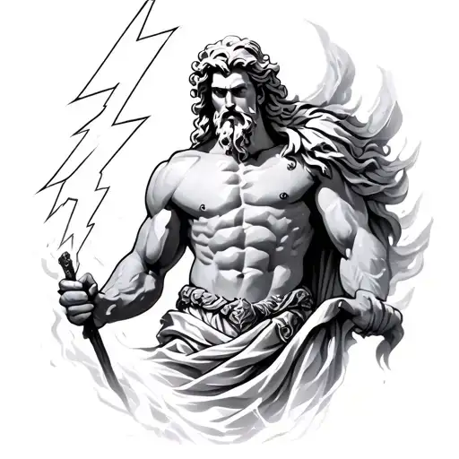 Zeus holding a lightning bolt tattoo design idea
