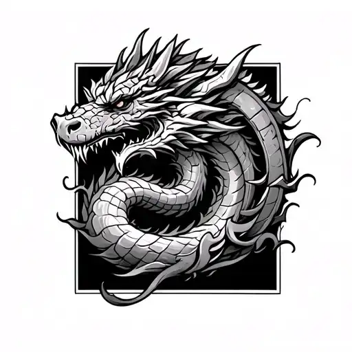viking and dragon wrapping tattoo design idea